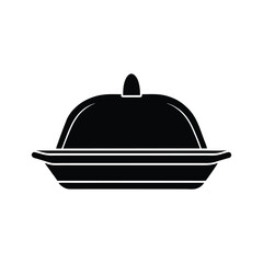Restaurant serving dish dome silhouette icon