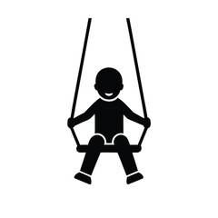 Happy child playing on swing set silhouette