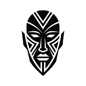 Abstract tribal mask silhouette design art