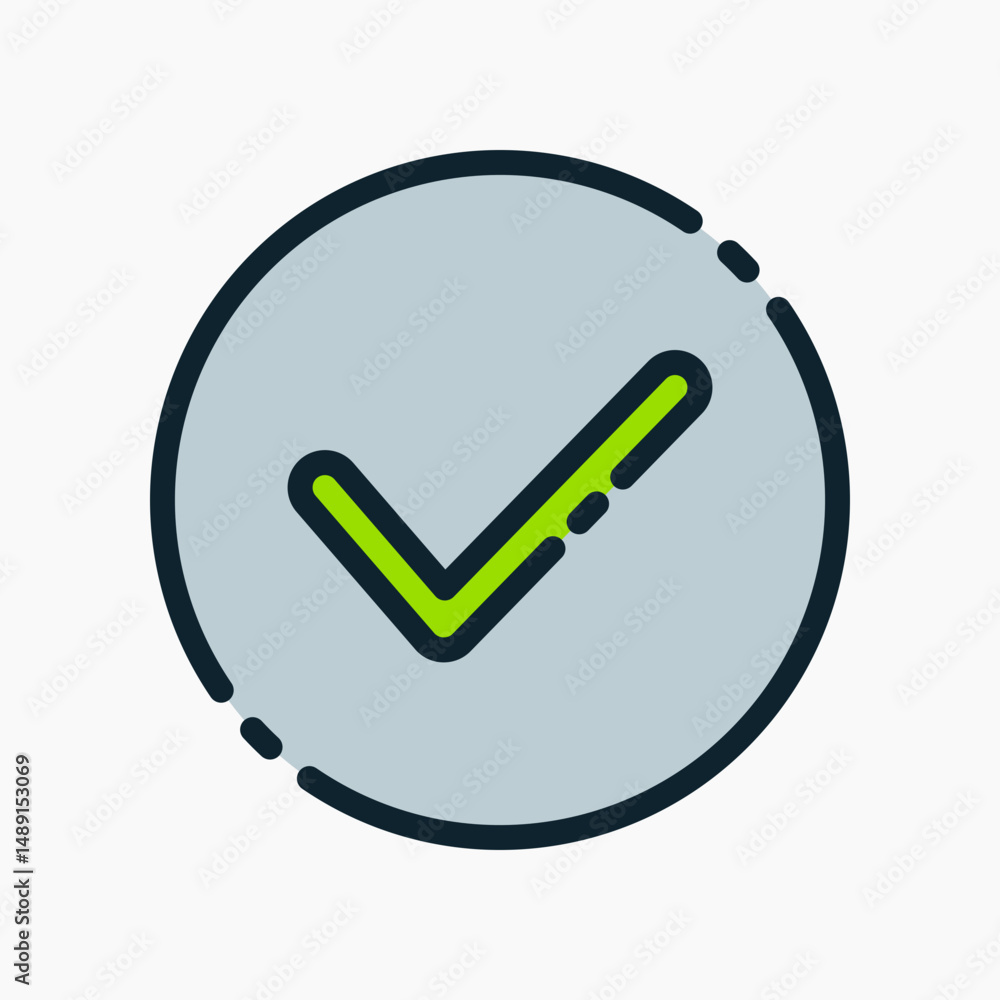 Poster design illustration graphic of check mark icon with colored outline style. suitable for ui, mobile d