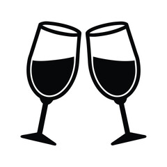 Two wine glasses silhouette toast celebration