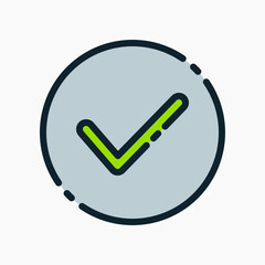 Design Illustration graphic of check mark icon with colored outline style. Suitable for UI, mobile design, web design, etc.