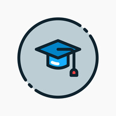 Design Illustration graphic of toga hat icon with colored outline style. Suitable for UI, mobile design, web design, etc.