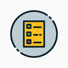 Design Illustration graphic of list to do icon with colored outline style. Suitable for UI, mobile design, web design, etc.