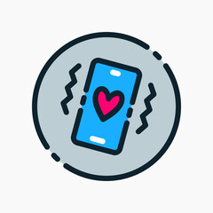Design Illustration graphic of Love Buzz Notification icon with colored outline style. Suitable for UI, mobile design, web design, etc.