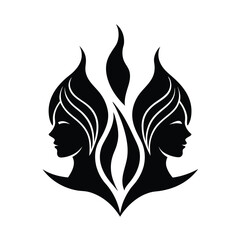 Gemini zodiac sign twin women silhouette