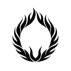 Elegant black flame silhouette wreath design