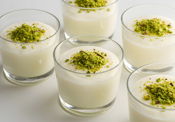 Creamy pistachio dessert dishes