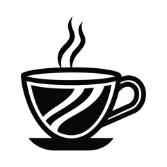 Steaming hot cup of coffee silhouette design