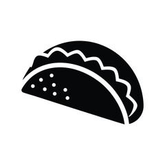 Delicious taco silhouette mexican food icon