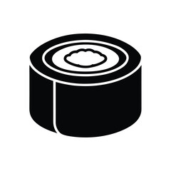 Single sushi roll silhouette icon graphic