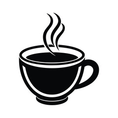 Steaming hot coffee cup silhouette icon