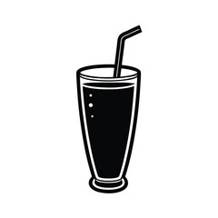 Refreshing drink silhouette tall glass straw