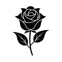 Elegant black silhouette rose flower design