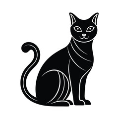 Elegant black cat silhouette sitting profile