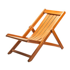 Sleek Wooden Beach Chair with a Foldable Design Isolated on Transparent Background