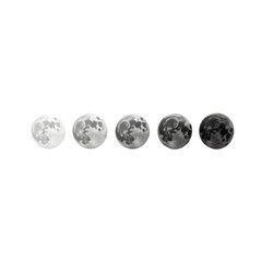 Detailed lunar cycle, A series of intricately detailed moon phases representing the full cycle from new moon to waning crescent
