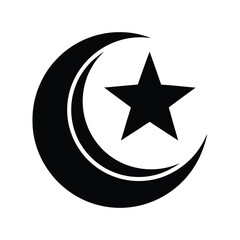 Crescent moon star silhouette islamic symbol