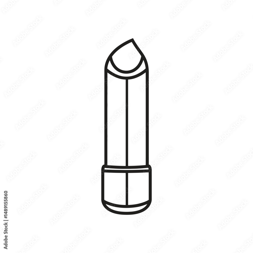 Poster lipstick with classic bullet shape displayed as a minimal line art on white