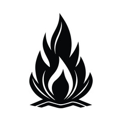 Fiery flame silhouette campfire design icon