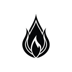 Black flame silhouette abstract fire icon design