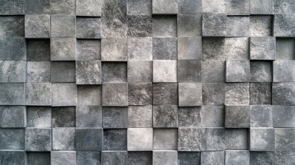 Textured Gray Wall Design with Square Patterns for Modern Interiors