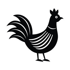 Stylish black rooster silhouette farm animal design