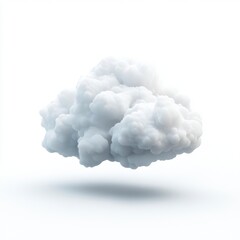 Soft White Cloud on White Background with Gentle Shadows and Depth