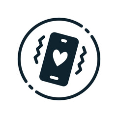 Design Illustration graphic of Love Buzz Notification icon with glyph style. Suitable for UI, mobile design, web design, etc.