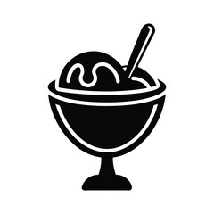 Delicious ice cream sundae dessert silhouette