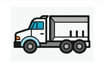 Vector line art Outline of Delivery Truck for Logistics and Freight Themes