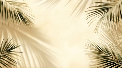 Fototapeta premium Dreamy tropical background with swaying palm leaves and delicate shadows