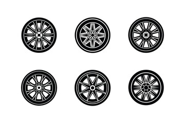 car wheel silhouette vector illustration