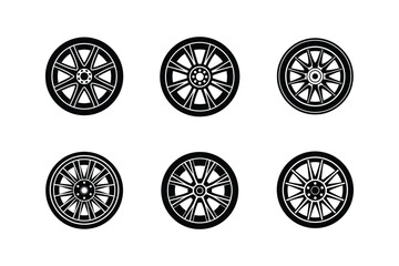 Fototapeta premium car wheel icon silhouette vector illustration