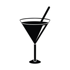 Martini glass silhouette cocktail drink straw