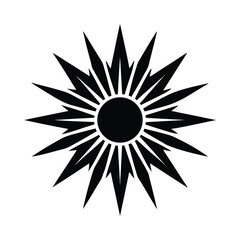 Black silhouette starburst sun design element