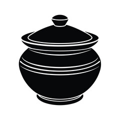 Black silhouette of a covered ceramic pot