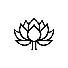 Fototapeta premium Minimalist black lotus flower icon presents serene and elegant simplicity with transparent background