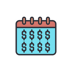 Financial Calendar With Dollar Symbols For Payday Or Budget Planning