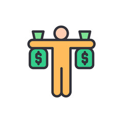 Person Carrying Bags Of Money Representing Financial Success