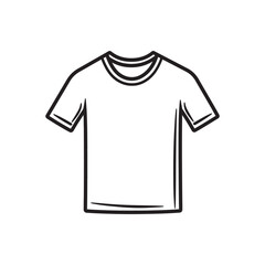 Fototapeta premium Minimalist black outline showcases a short sleeved T shirt isolated on white