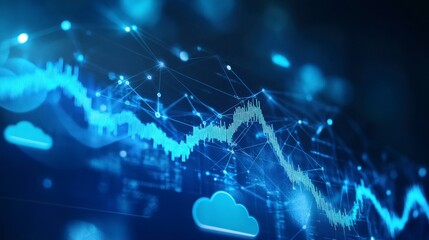 Abstract Digital Finance Background with Graph Lines and Data Points