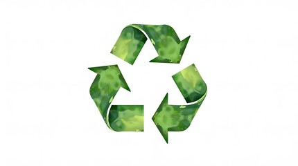 Green recycling symbol with organic texture. Eco-friendly concept, sustainable design. Ideal for environmental themes, nature projects, and eco awareness.