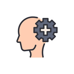 Human Head With Cogwheel Showing Concepts Of Process And Development