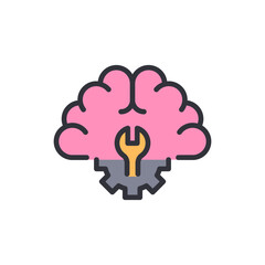Conceptual Illustration Of Brain Repair With Wrench And Gear Icon
