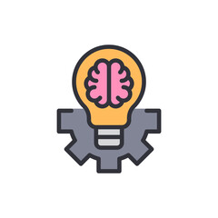Fototapeta premium Creative Process With Brain Lightbulb And Gear On Transparent Background