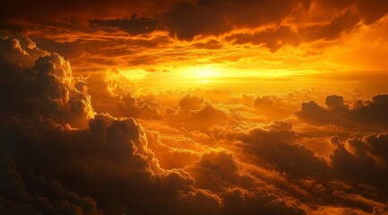 Fototapeta premium Dramatic Sunset Over Clouds Creating a Beautiful Sky View