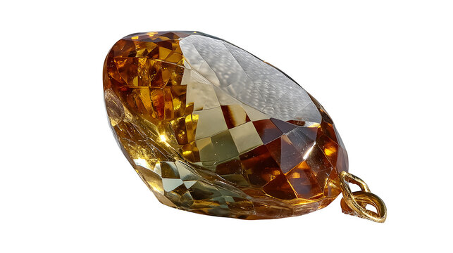 A brilliant-cut golden-yellow topaz gemstone, exuding clarity and luxury, set against a white background --ar 16:9 --v 7.0 --s 750