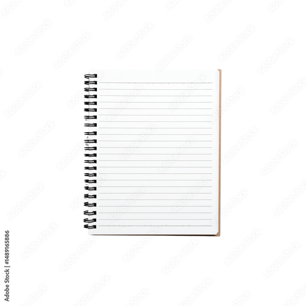 Poster blank spiral notebook paper lines white pages isolated background list on transparent background