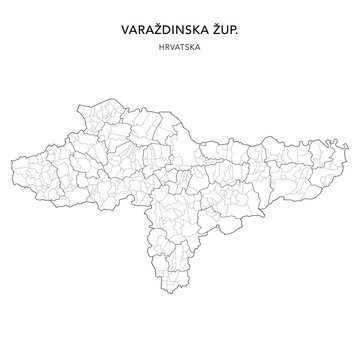 Vector Map of Varaždin County (Varaždinska Županija) with Settlements (Naselja), and Cities, Towns (Gradovi), and Municipalities (Općine) - Croatia 2025